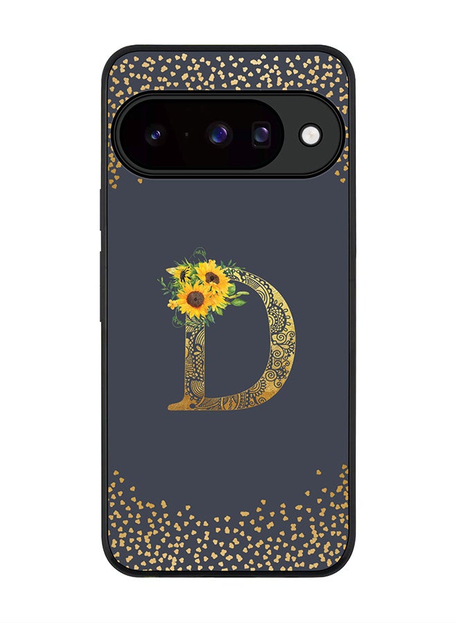For Google Pixel 10 Case,Slim fit Camera Protection, Shockproof Thin Phone cover  - Custom Floral Monogram - D  (Grey )